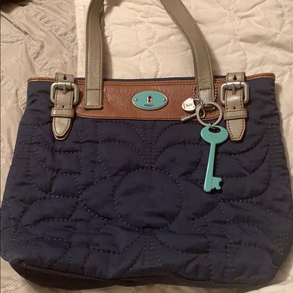 Navy blue fossil purse